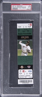 2007 San Francisco Giants/Washington Nationals Full Ticket From Barry Bonds Record Breaking 756th Home Run - PSA GEM MT 10